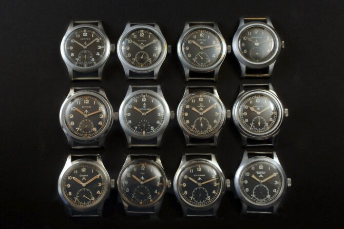 The "dirty dozen" collection of 12 field watches.